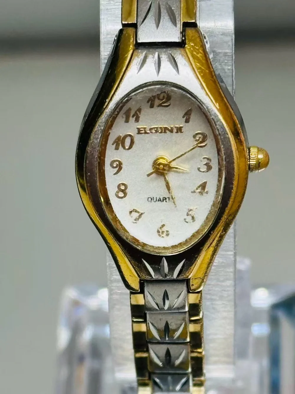 Vintage Elgin Women’s Two-Tone Quartz Watch  23mm New Battery Runs